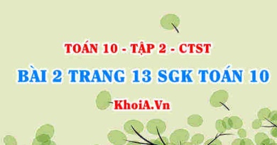 Bài 2 trang 13 SGK Toán 10 tập 2 Chân trời sáng tạo
